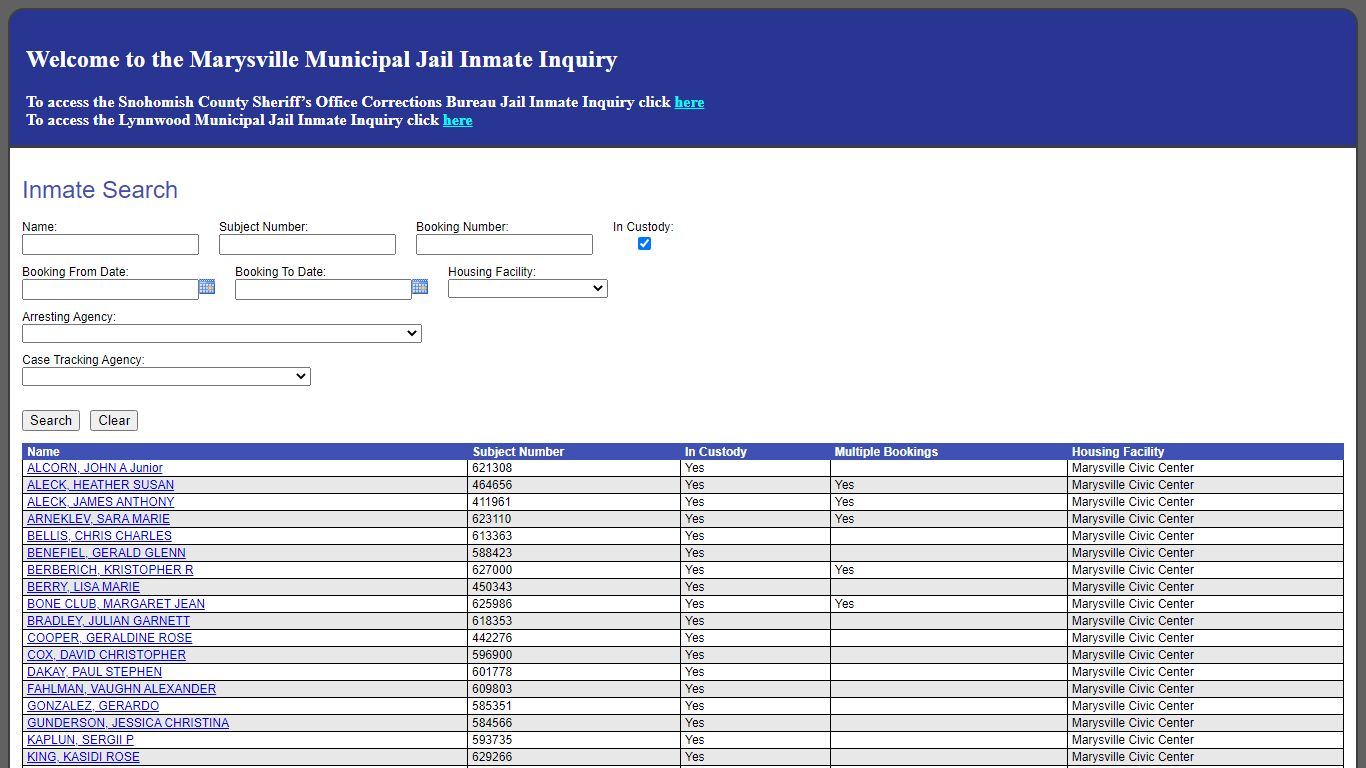 Inmate Search - SNO911
